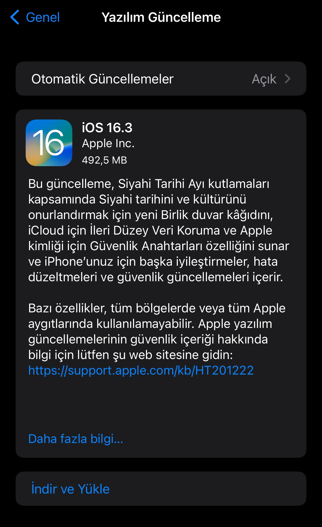 iOS 16.3 güncellemesi